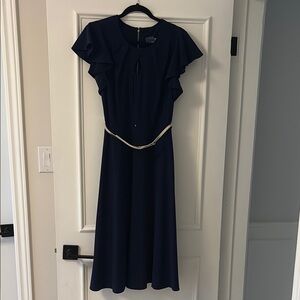 Gabby skye Navy blue Dress with Gold belt a-line